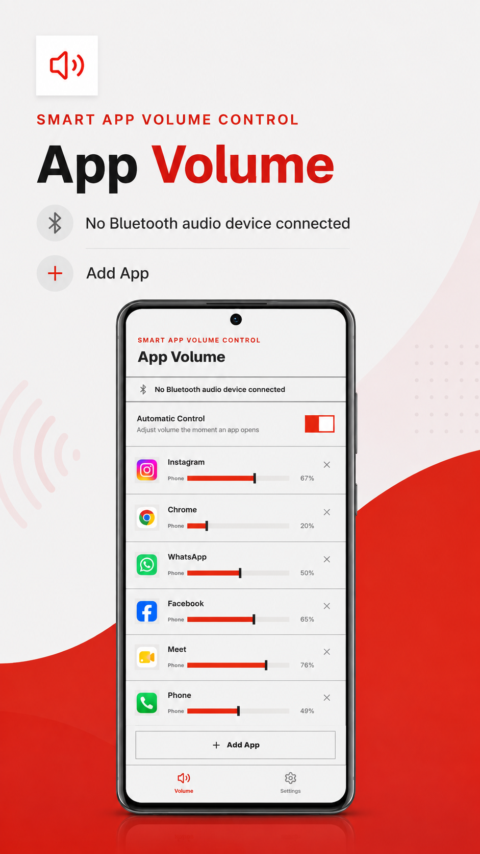 Add and manage per-app volume levels